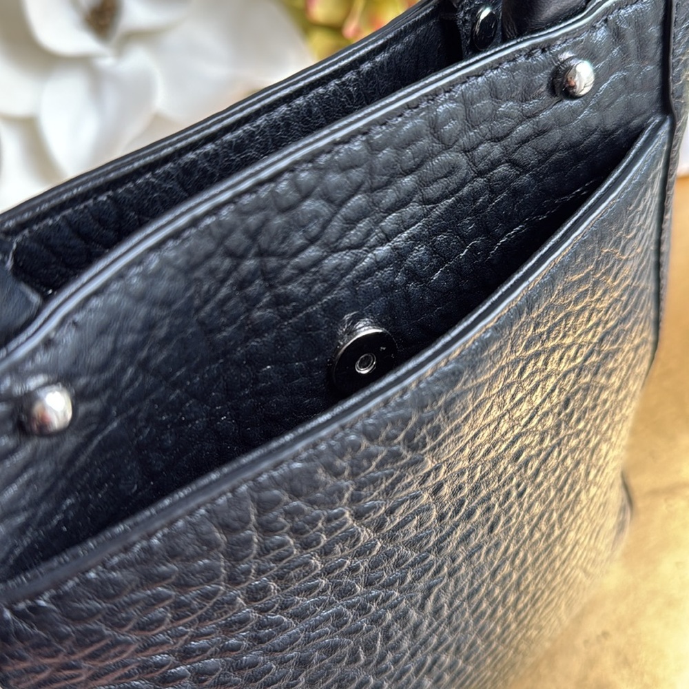 Rebecca Minkoff Chain Top Handle Tote in Pebbled Black Leather - Picture 10 of 16